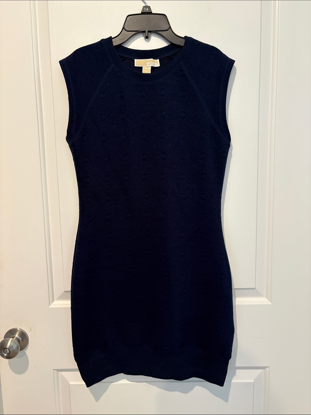 Worn once! Michael Kors Dark Navy Sleeveless Knit Mini Dress, XS